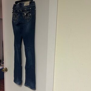 Grace Women's Embellished Dark Blue Boot Cut Jeans